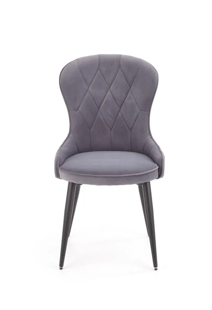 Krzesło K366 VELVET szare z przeszyciami tapicerowane aksamitem | MIRAT. styl GLAMOUR