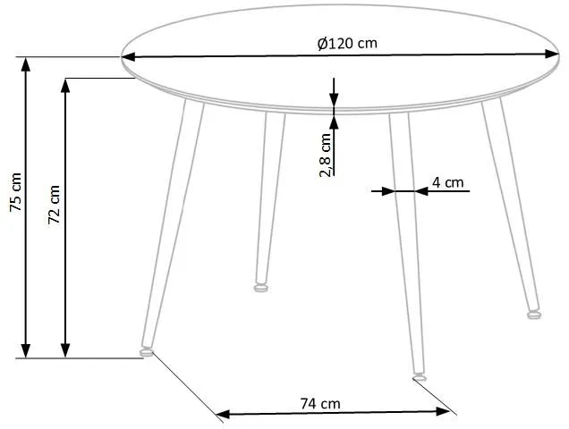 Stół EMBOS 120x120 czarny okrągły ze złotymi wstawkami glamour | MIRAT. w stylu GLAMOUR kolekcja