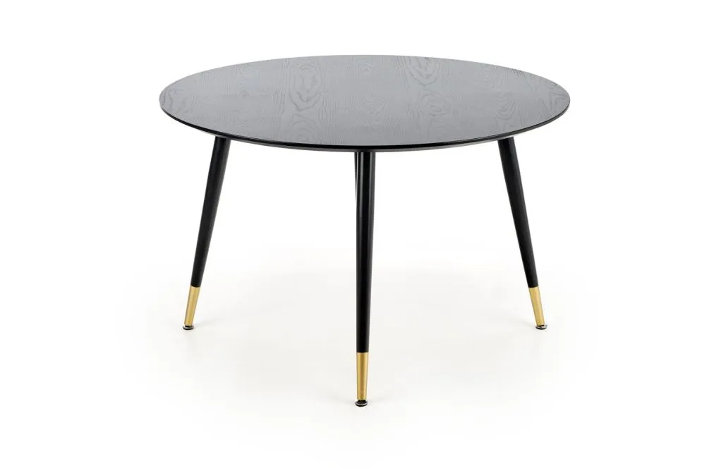 Stół EMBOS 120x120 czarny okrągły ze złotymi wstawkami glamour | MIRAT. w stylu GLAMOUR kolekcja
