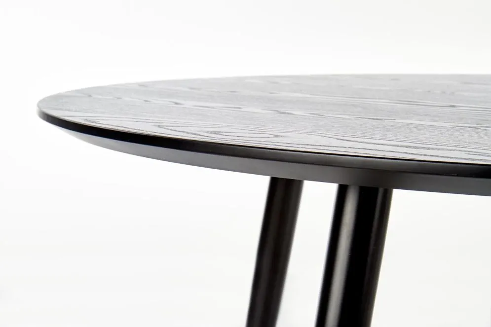 Stół EMBOS 120x120 czarny okrągły ze złotymi wstawkami glamour | MIRAT. w stylu GLAMOUR kolekcja