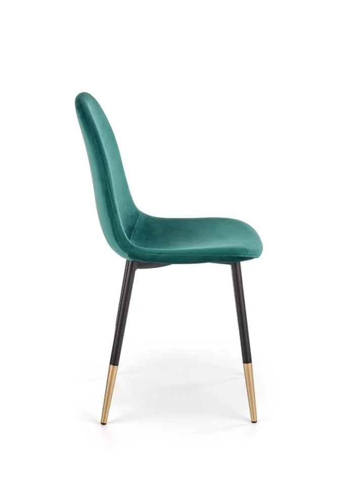 Krzesło K379 VELVET zielone aksamitne na czarno złotych nogach | MIRAT.