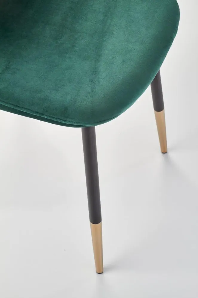 Krzesło K379 VELVET zielone aksamitne na czarno złotych nogach | MIRAT.