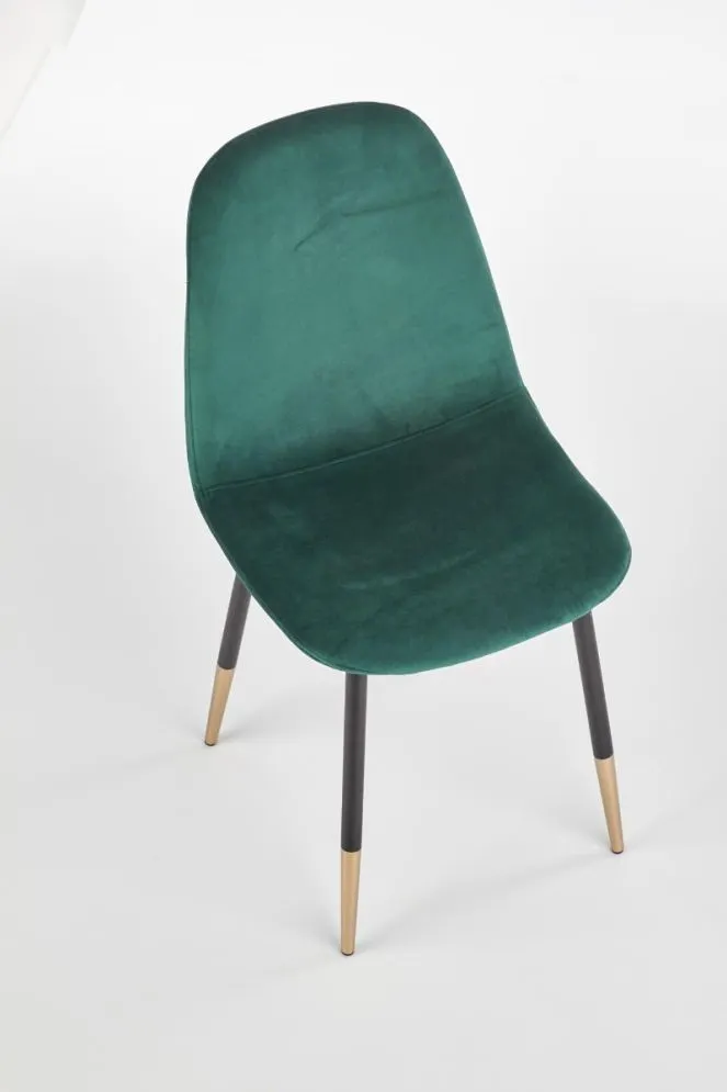 Krzesło K379 VELVET zielone aksamitne na czarno złotych nogach | MIRAT.