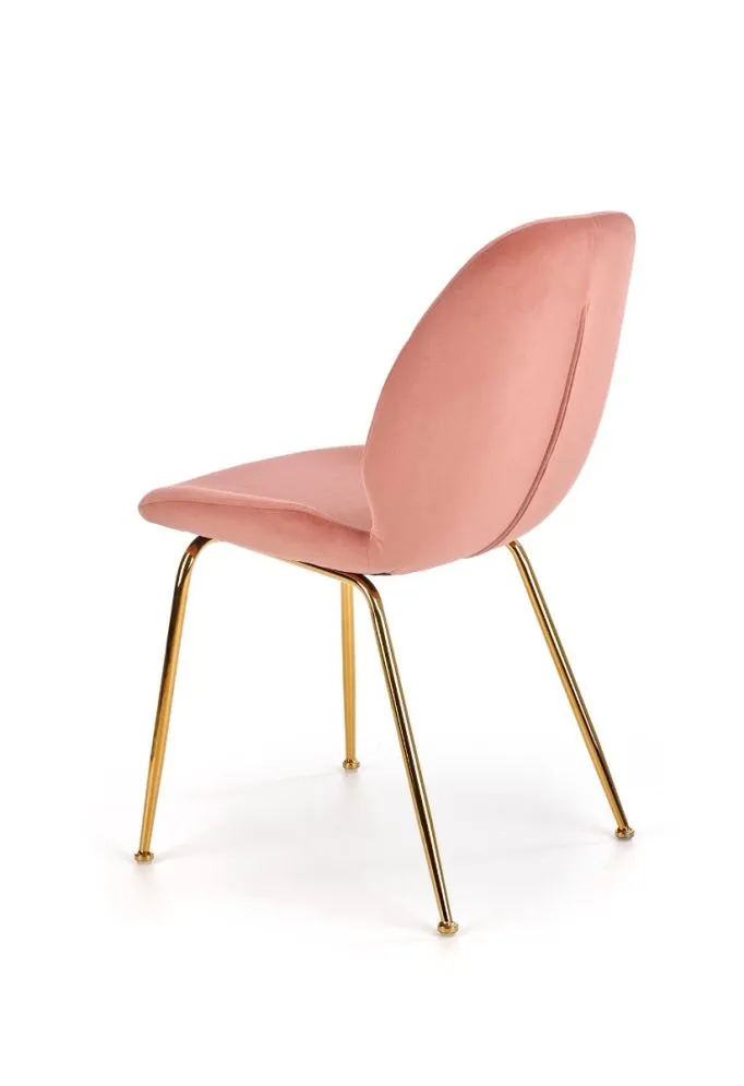 Krzesło K381 VELVET jasno różowe aksamitne na złotych nogach | MIRAT. styl GLAMOUR