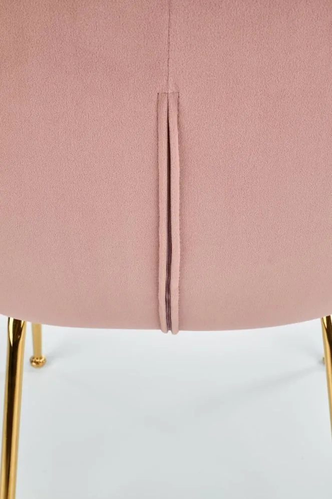 Krzesło K381 VELVET jasno różowe aksamitne na złotych nogach | MIRAT. styl GLAMOUR