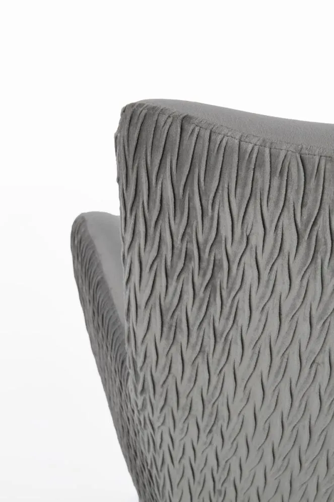 Fotel RAVEL VELVET szary/czarny tapicerowany aksamitem | MIRAT.