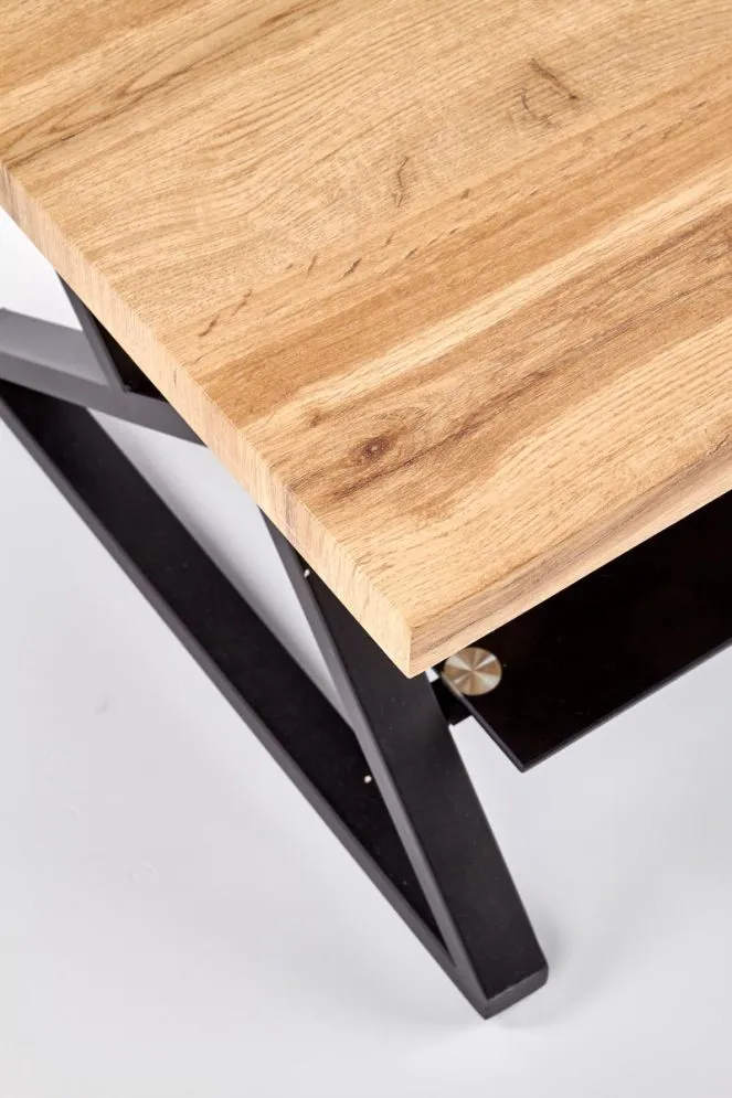 Ława XENA PROSTOKĄT 110x60 ze szklaną półką do salonu w stylu loft | MIRAT. styl LOFT