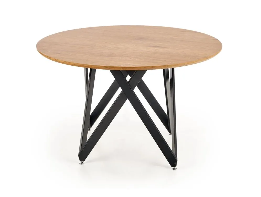 Stół MOZAMBIK 120x120 dąb/czarny okrągły do salonu | MIRAT. styl LOFT
