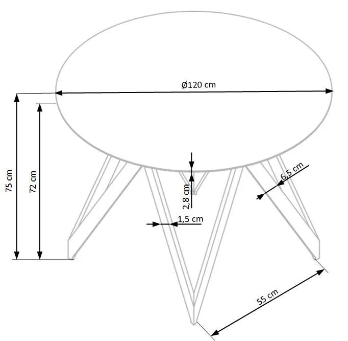 Stół MOZAMBIK 120x120 dąb/czarny okrągły do salonu | MIRAT. styl LOFT