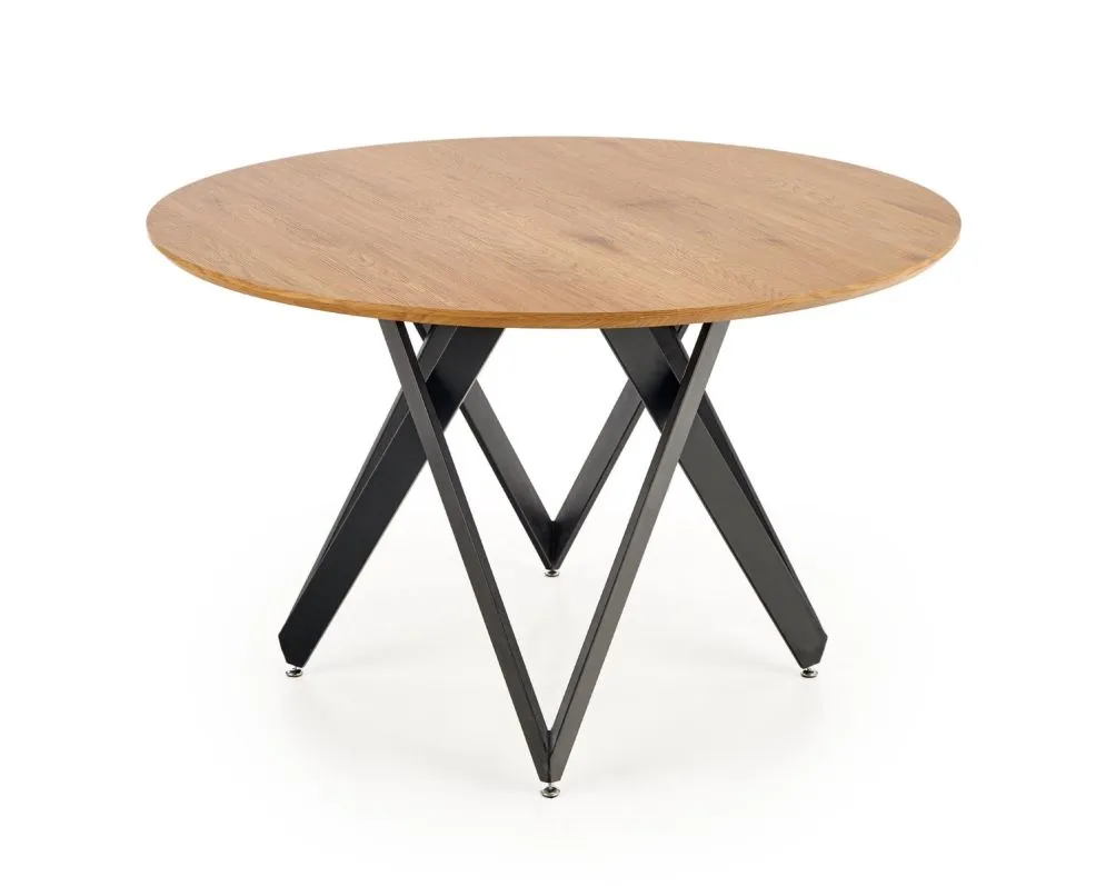 Stół MOZAMBIK 120x120 dąb/czarny okrągły do salonu | MIRAT. styl LOFT