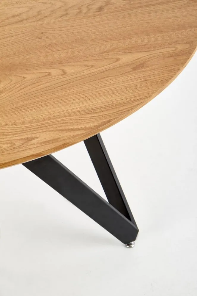 Stół MOZAMBIK 120x120 dąb/czarny okrągły do salonu | MIRAT. styl LOFT