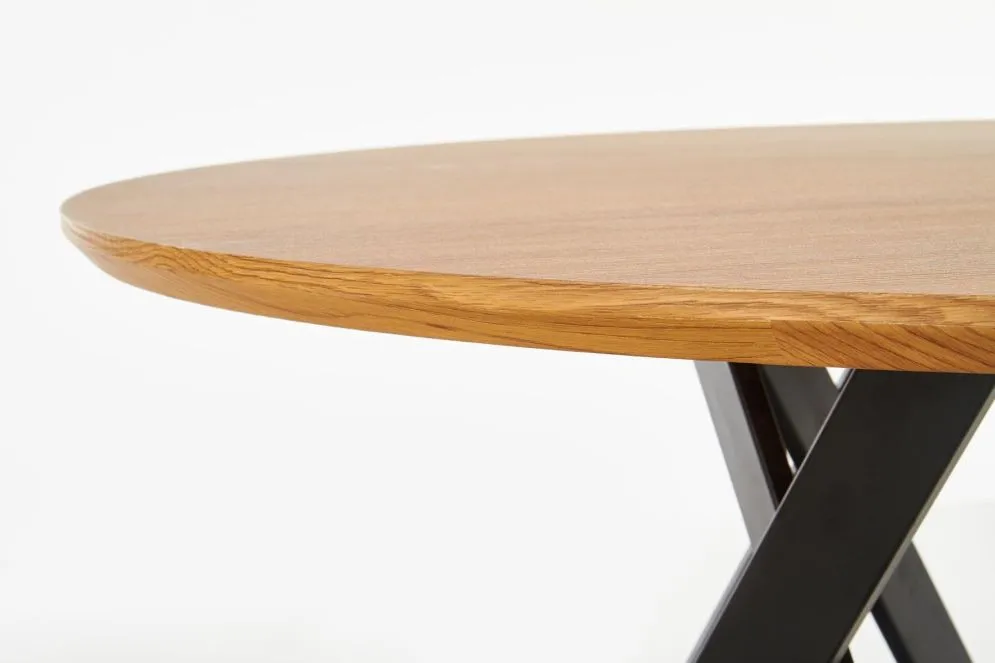 Stół MOZAMBIK 120x120 dąb/czarny okrągły do salonu | MIRAT. styl LOFT
