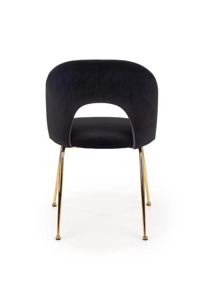 Krzesło K385 VELVET czarne aksamitne na złotych nogach | MIRAT. w stylu GLAMOUR kolekcja