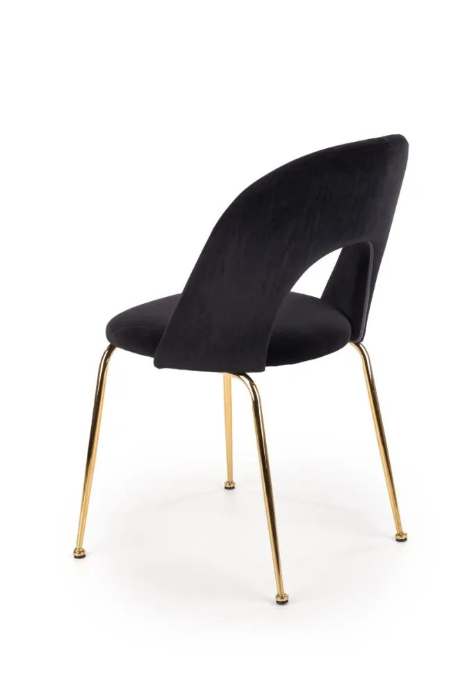 Krzesło K385 VELVET czarne aksamitne na złotych nogach | MIRAT. w stylu GLAMOUR kolekcja