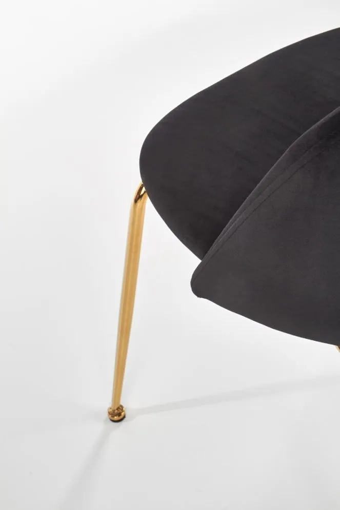 Krzesło K385 VELVET czarne aksamitne na złotych nogach | MIRAT. w stylu GLAMOUR kolekcja