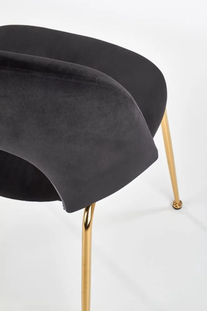 Krzesło K385 VELVET czarne aksamitne na złotych nogach | MIRAT. w stylu GLAMOUR kolekcja