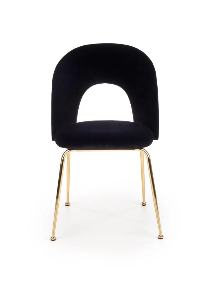 Krzesło K385 VELVET czarne aksamitne na złotych nogach | MIRAT. w stylu GLAMOUR kolekcja