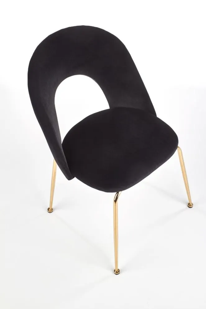 Krzesło K385 VELVET czarne aksamitne na złotych nogach | MIRAT. w stylu GLAMOUR kolekcja
