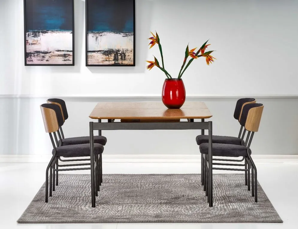 Stół rozkładany SMART 170(250)x100 dąb/czarny do jadalni i salonu | MIRAT. w stylu VINTAGE kolekcja SMART