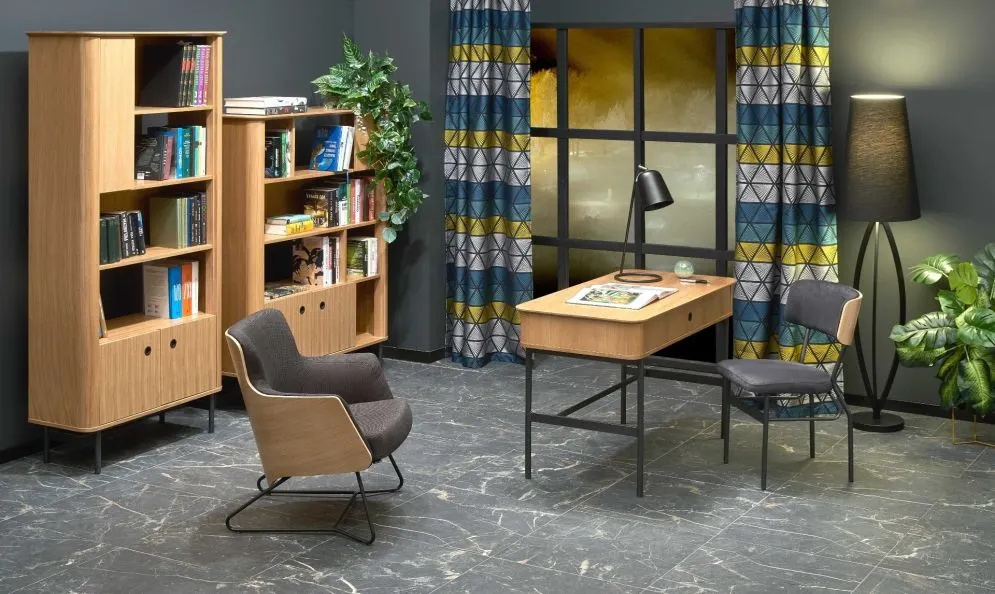 Regał na książki SMART REG-2 dąb naturalny/czarny w stylu Vintage | MIRAT. w stylu VINTAGE kolekcja SMART