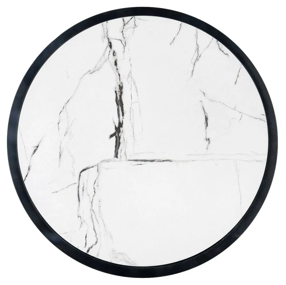 Stolik kawowy KIM 50x50 biały marmur/czarna do salonu | MIRAT. styl LOFT