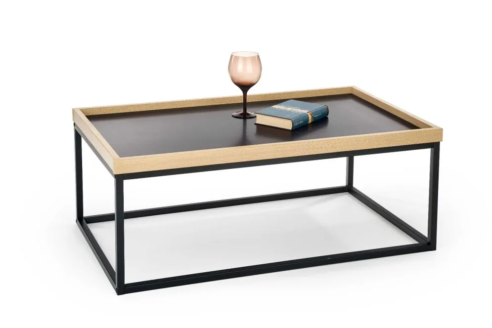 Ława VESPA 100x60 naturalna/czarna prostokątna do salonu | MIRAT. styl LOFT