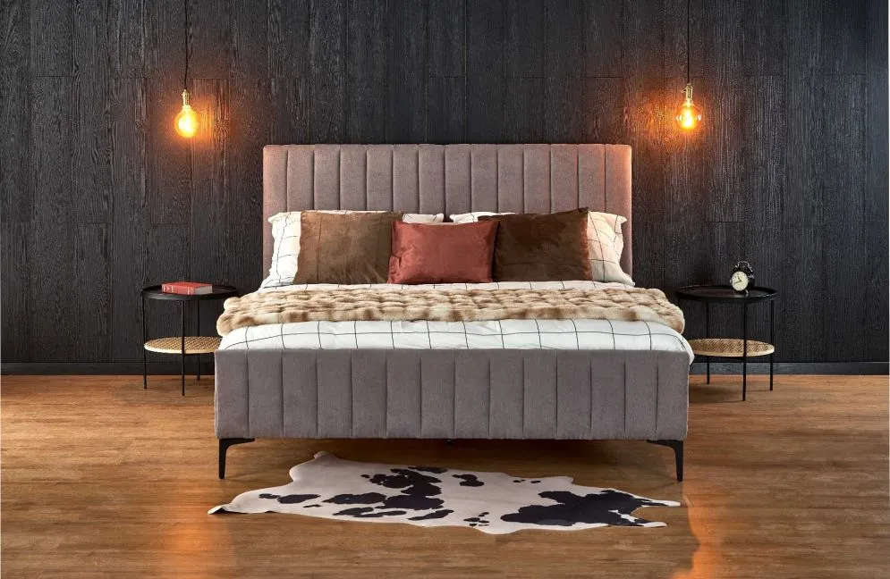 Łóżko FRANCESCA 160x200 jasnoszare dwuosobowe | MIRAT. styl LOFT