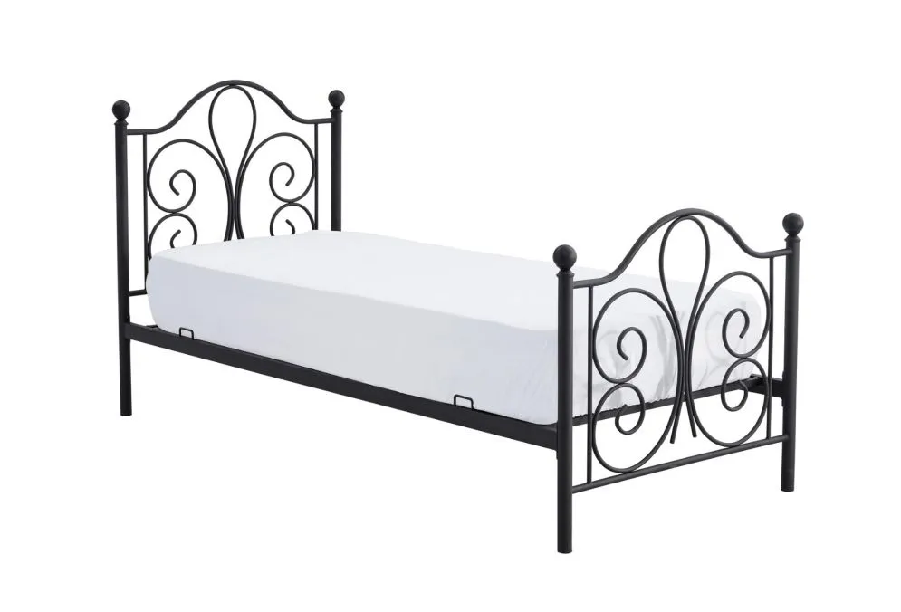 Łóżko metalowe PANAMA 90x200 czarne młodzieżowe | MIRAT. styl LOFT
