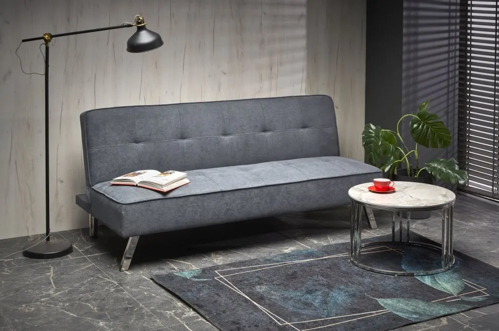 Sofa rozkładana CARLITO szara na chromowanych nogach I sklep meblowy MIRAT.
