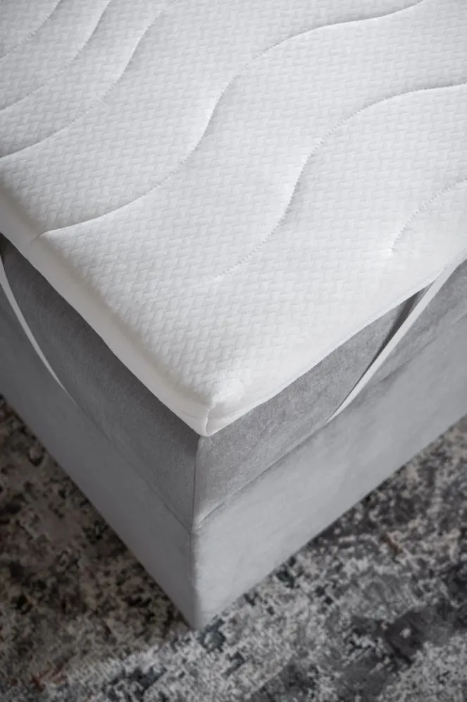 Łóżko kontynentalne LOREE VELVET 180x200 szare z pojemnikiem tapicerowane | MIRAT. w stylu GLAMOUR kolekcja