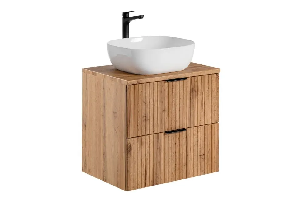 Szafka pod umywalkę ADEL OAK 82 60cm dąb wotan ryflowane fronty I sklep meblowy MIRAT. styl RYFLOWANY, SKANDYNAWSKI