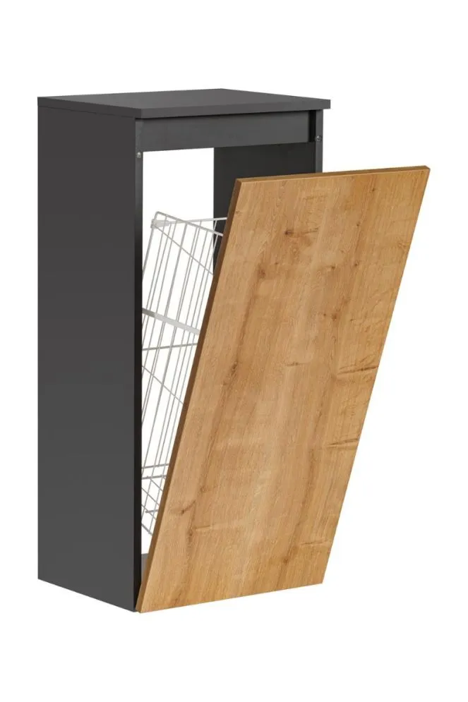Szafka łazienkowa MONAKO GREY OAK 811 40cm szary/dąb z koszem wisząca I sklep meblowy MIRAT. styl LOFT
