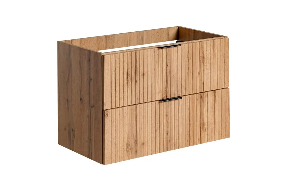 Szafka pod umywalkę ADEL OAK 82 80cm dąb wotan z ryflowanymi frontami I sklep meblowy MIRAT. styl RYFLOWANY, SKANDYNAWSKI