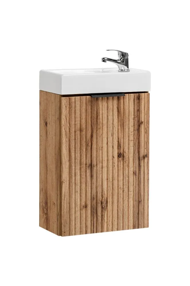 Szafka pod umywalkę ADEL OAK 82 40cm dąb wotan wąska I sklep meblowy MIRAT. styl RYFLOWANY, SKANDYNAWSKI