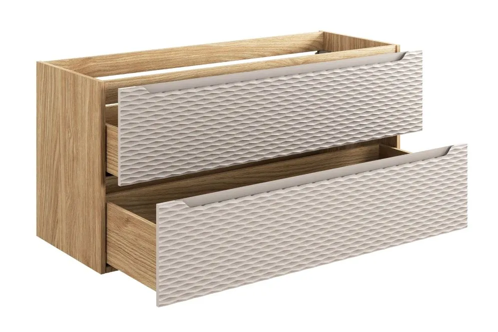 Szafka pod umywalkę OCEAN BEIGE 82-120-2S 120cm dąb olejowany/beżowa dwuszufladowa I sklep meblowy MIRAT. styl GLAMOUR kolekcja OCEAN