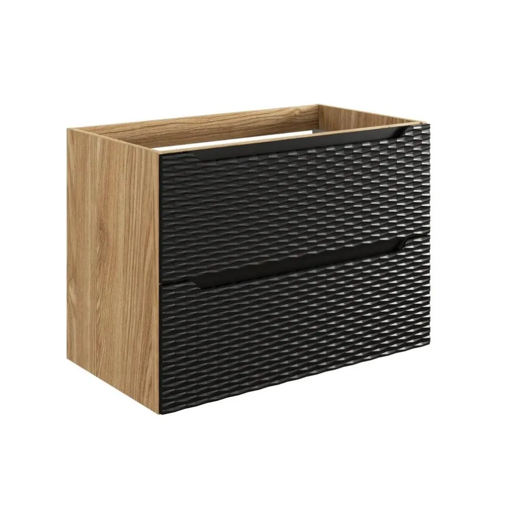 Szafka pod umywalkę OCEAN BLACK 82-80-2S 80cm dąb olejowany/czarna wisząca I sklep meblowy MIRAT. styl GLAMOUR