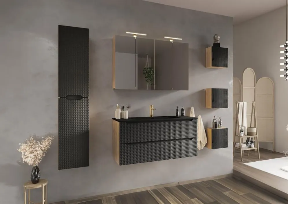 Szafka pod umywalkę LUXOR BLACK 82-60-2S 60cm dąb olejowany/czarna wisząca I sklep meblowy MIRAT. styl GLAMOUR