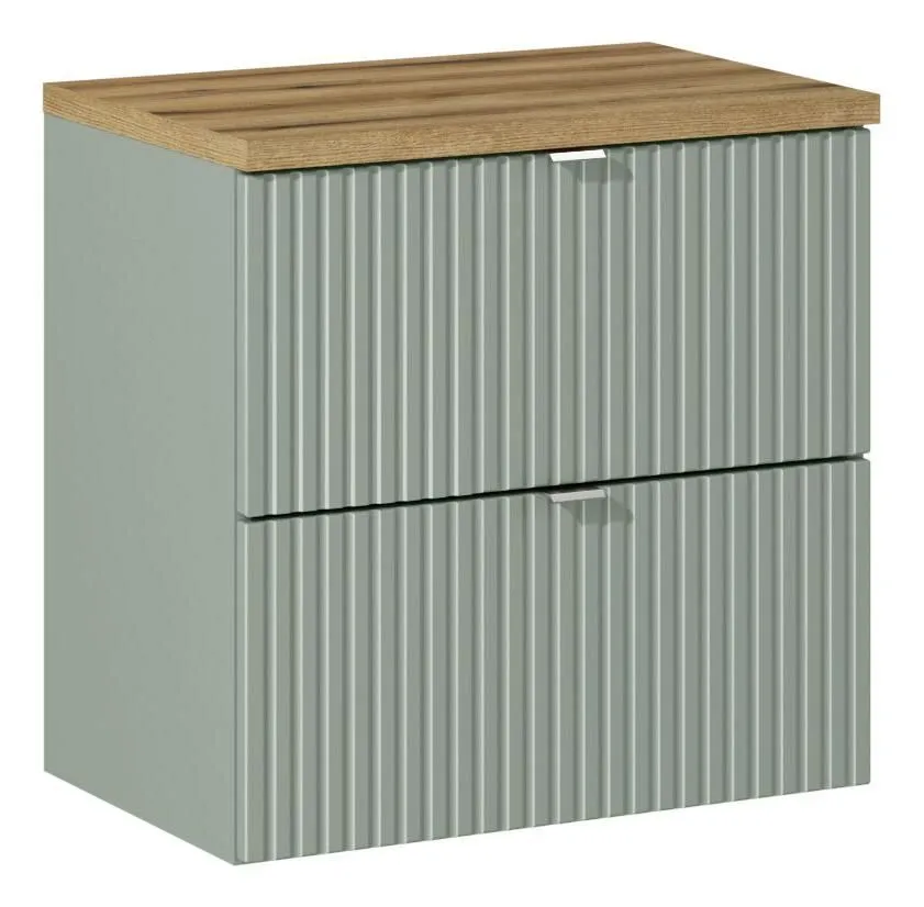 Szafka pod umywalkę LINE REED GREEN D 82-60-2S zielona z szufladami I sklep meblowy MIRAT. styl RYFLOWANY