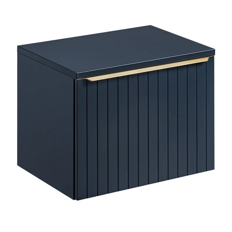 Szafka pod umywalkę nablatową SANTA FE DEEP BLUE 60 cm niebieska indigo COMAD | MIRAT. styl RYFLOWANY kolekcja SANTA FE DEEP BLUE