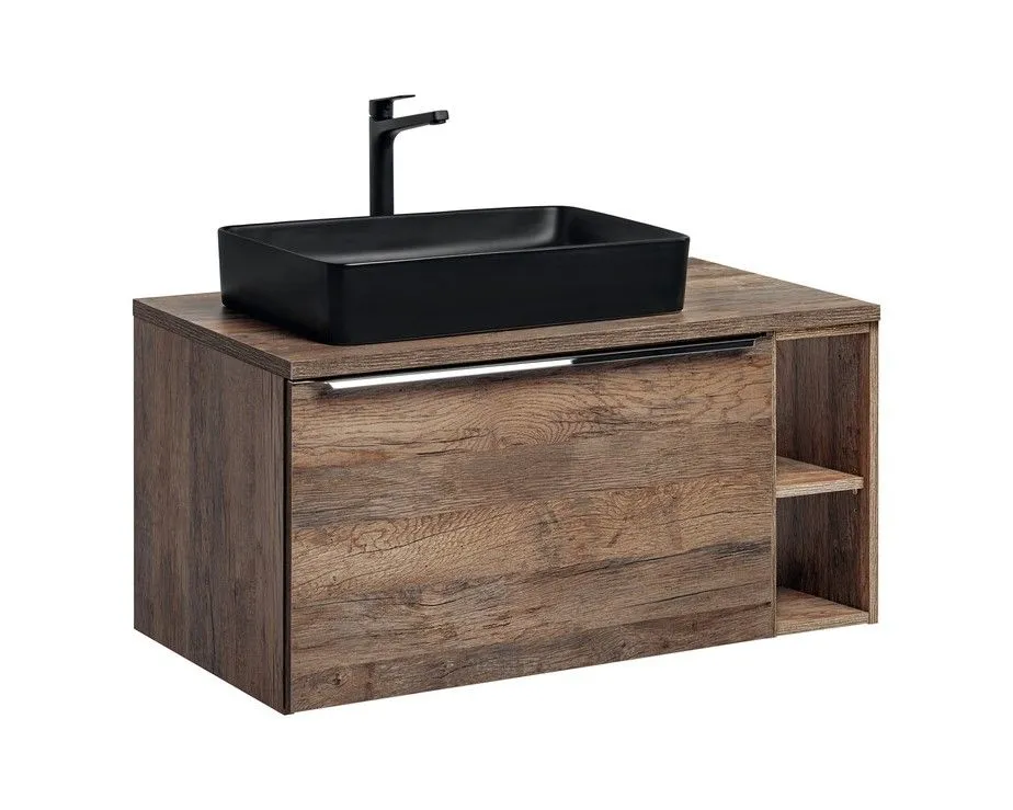 Szafka pod umywalkę nablatową SANTA FE OAK 80 cm + regał dolny 20 cm dąb - zestaw z blatem I sklep meblowy MIRAT.  kolekcja SANTA FE OAK