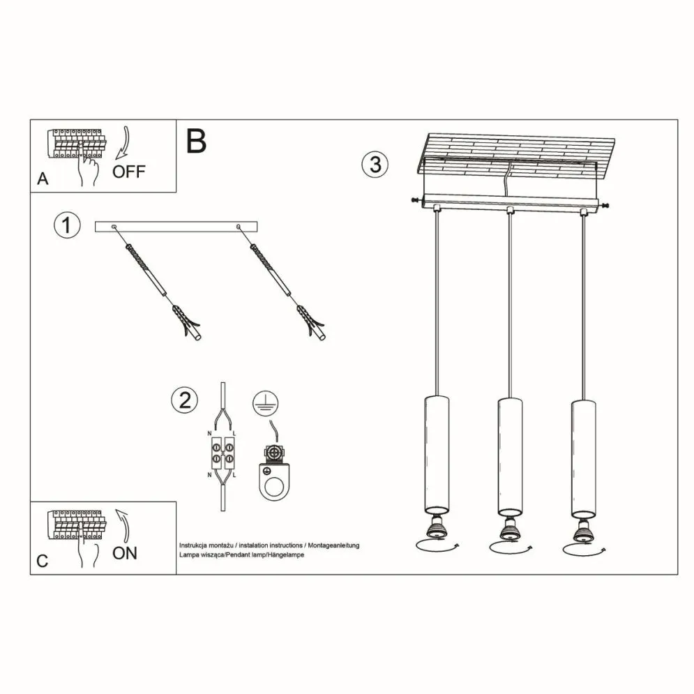 Lampa wisząca LAGOS 3L czarny | sklep MIRAT kolekcja lagos