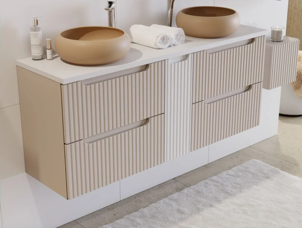 Szafka pod umywalkę NOVA CASHMERE 82-60-2S 60cm kaszmirowa z szufladami I sklep meblowy MIRAT. styl RYFLOWANY