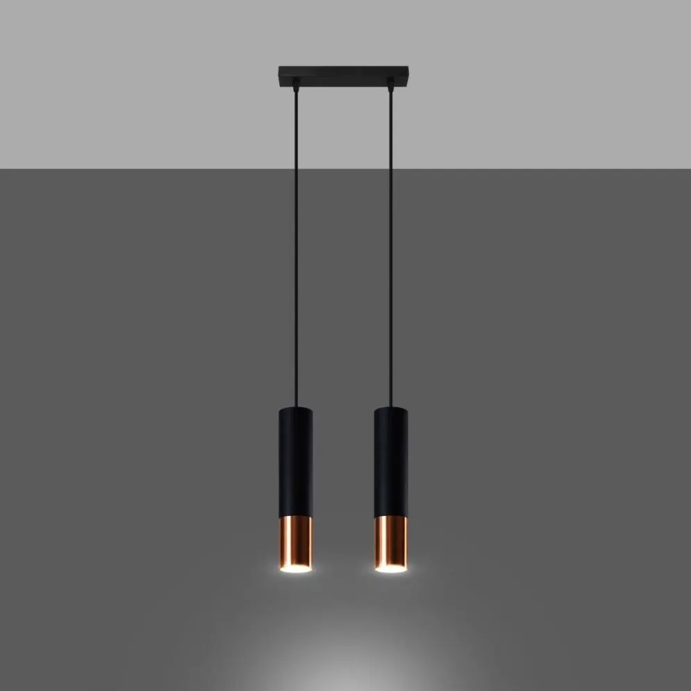 Lampa wisząca LOOPEZ 2 czarny/miedź | sklep MIRAT kolekcja loopez