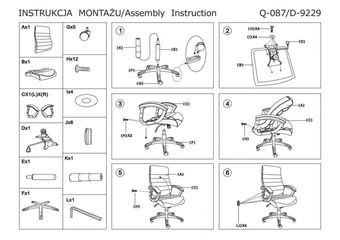 Instrukcja montażu fotela Q-087