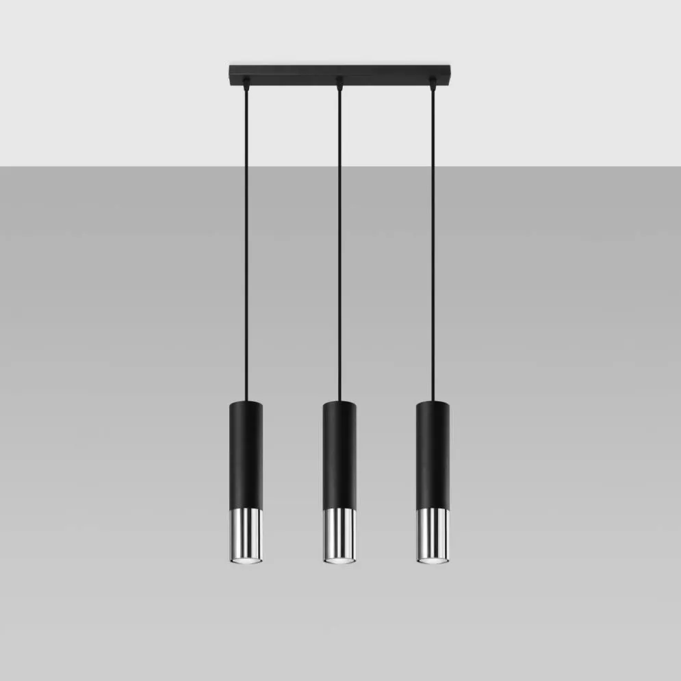 Lampa wisząca LOOPEZ 3L czarny/chrom | sklep MIRAT kolekcja loopez