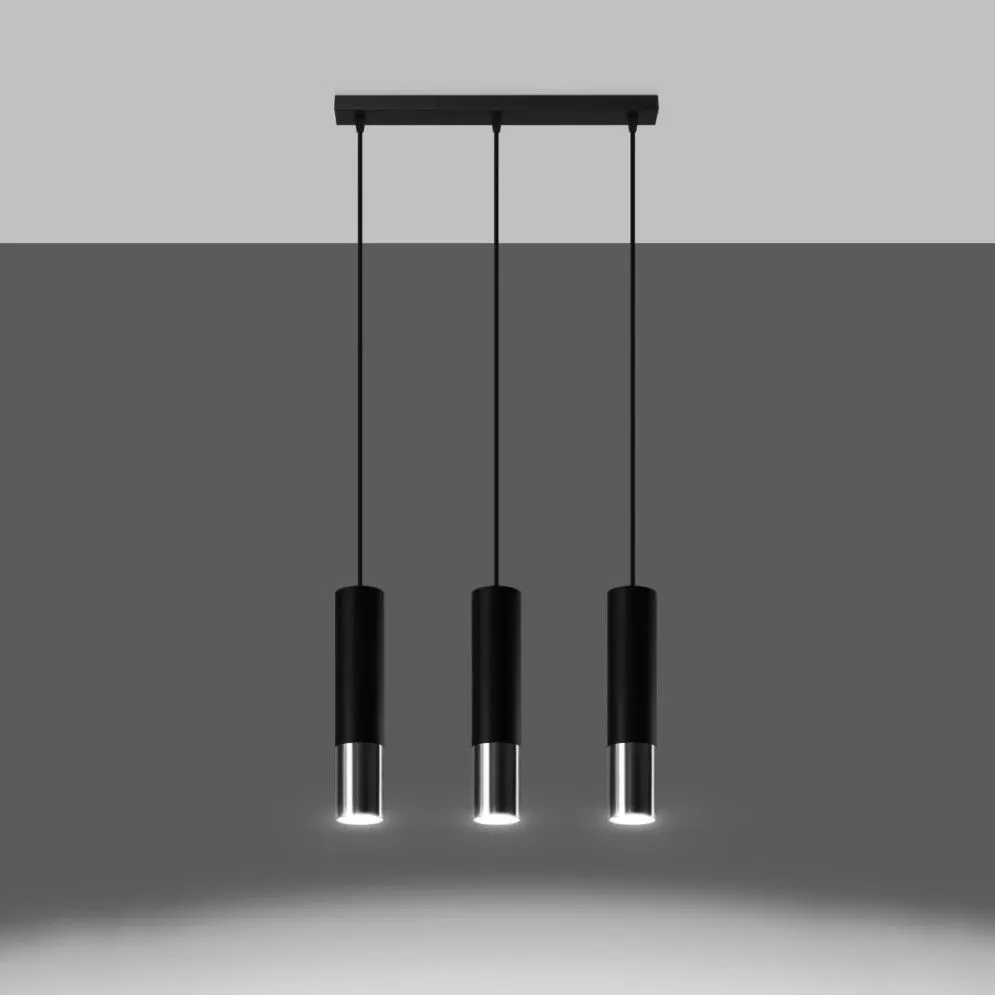 Lampa wisząca LOOPEZ 3L czarny/chrom | sklep MIRAT kolekcja loopez
