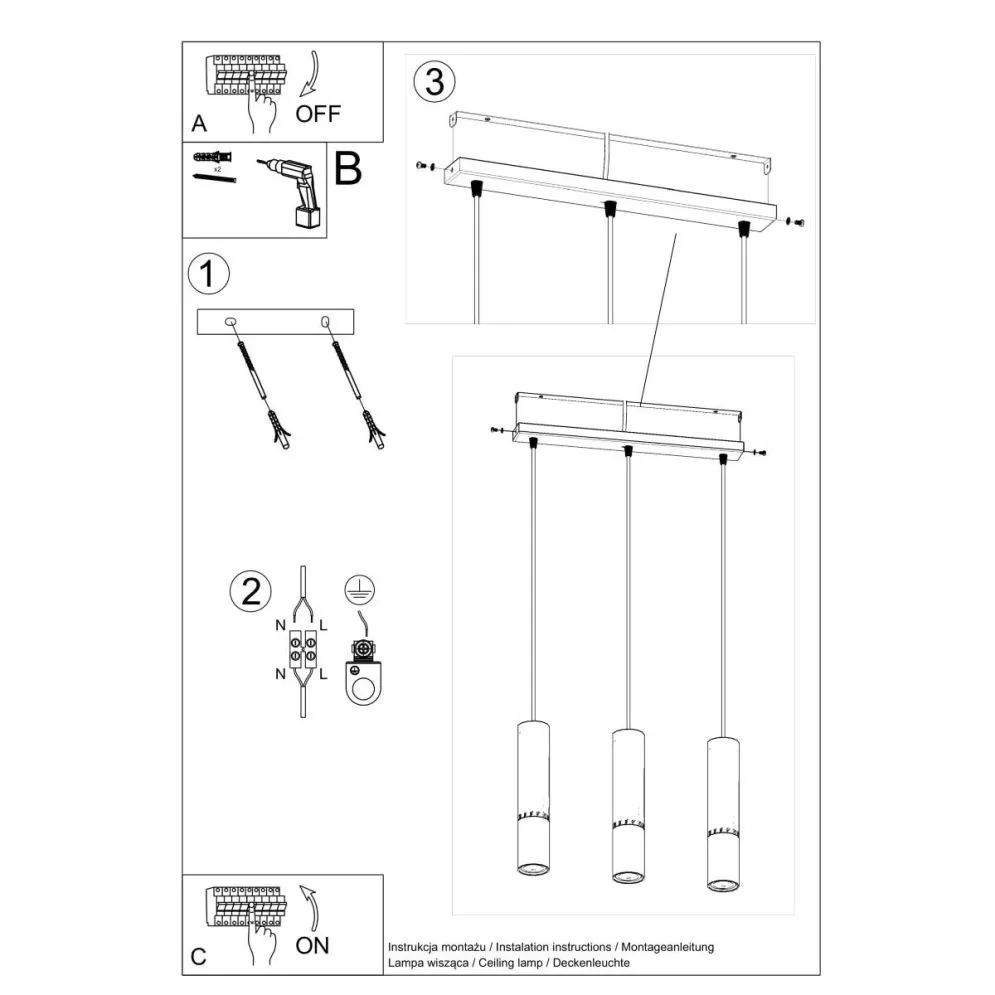 Lampa wisząca LOOPEZ 3L czarny/chrom | sklep MIRAT kolekcja loopez