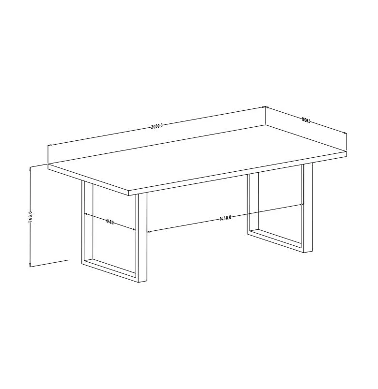 Stół HALLE 200x100 dąb wotan/czarny na metalowych nogach I sklep meblowy MIRAT. styl LOFT