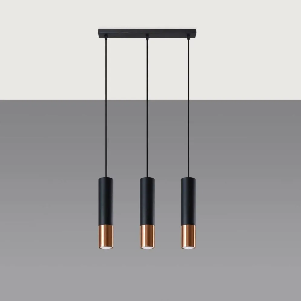 Lampa wisząca LOOPEZ 3L czarny/miedź | sklep MIRAT kolekcja loopez