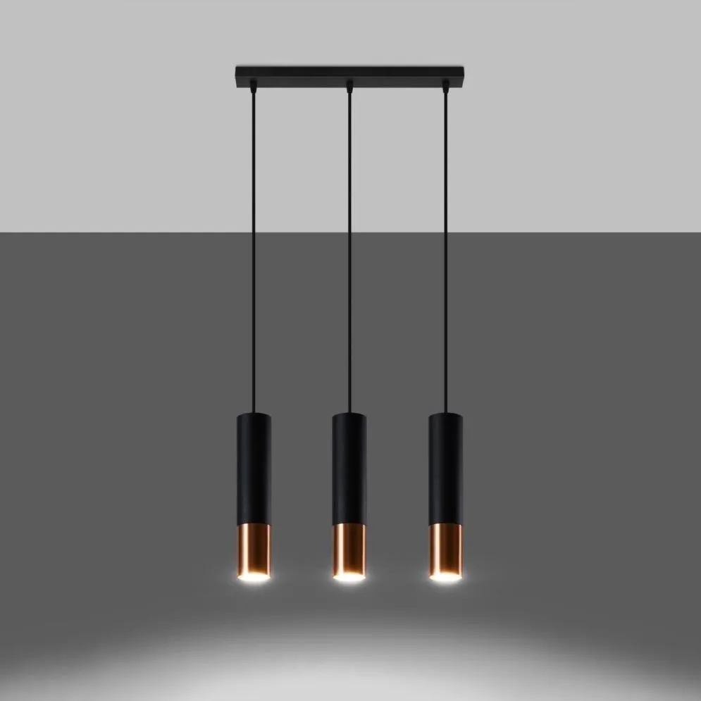 Lampa wisząca LOOPEZ 3L czarny/miedź | sklep MIRAT kolekcja loopez